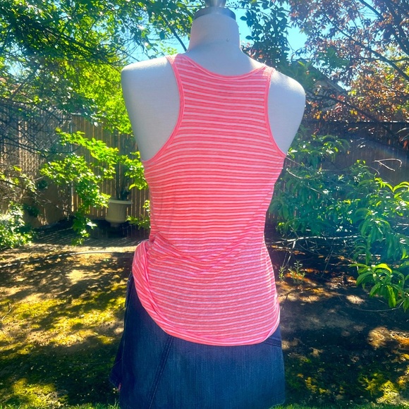 J CREW -Striped Neon Orange 100% linen Tank Top - Picture 4 of 6